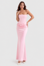 Rosa - Vestido largo negro con corsé