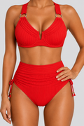 Julia - Bikini rojo de talle alto reductor