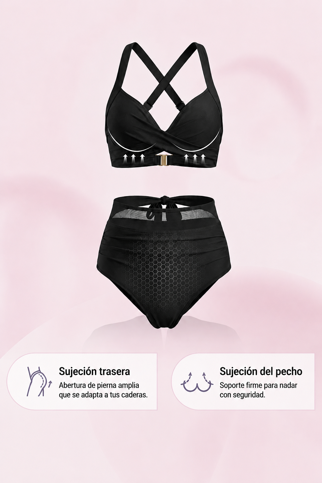 Maillot de bain avec shorty intégré et taille haute