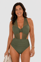 Maillot de bain avec shorty intégré et taille haute