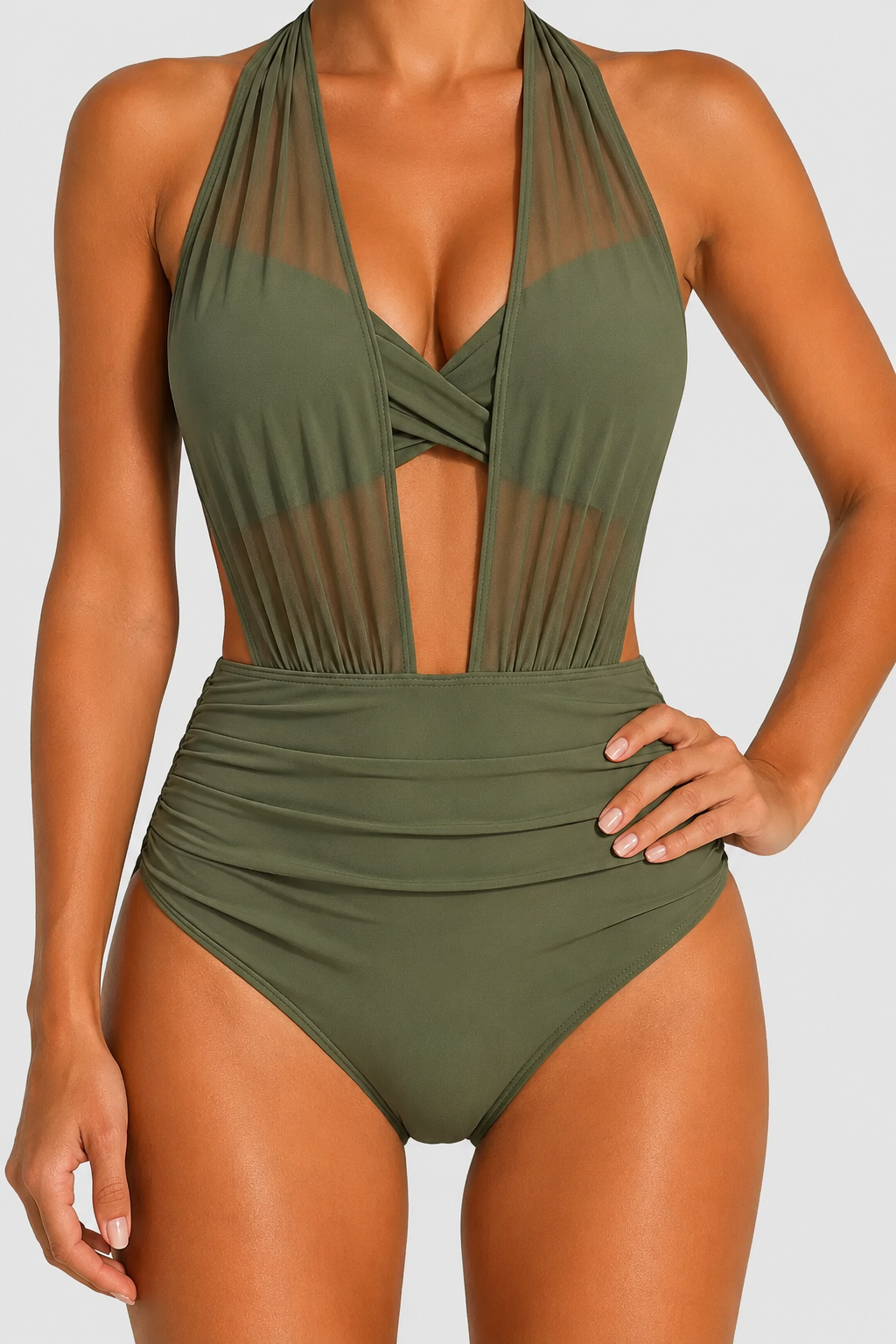 Maillot de bain avec shorty intégré et taille haute