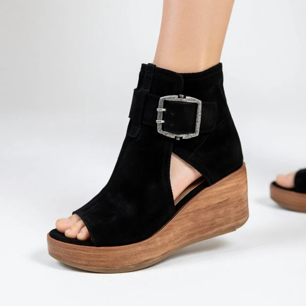 Solea - Botines de cuña con puntera abierta de diseño moderno