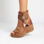 Solea - Botines de cuña con puntera abierta de diseño moderno