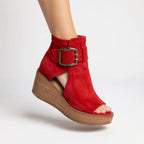 Solea - Botines de cuña con puntera abierta de diseño moderno