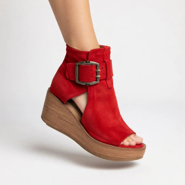 Solea - Botines de cuña con puntera abierta de diseño moderno