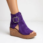 Solea - Botines de cuña con puntera abierta de diseño moderno