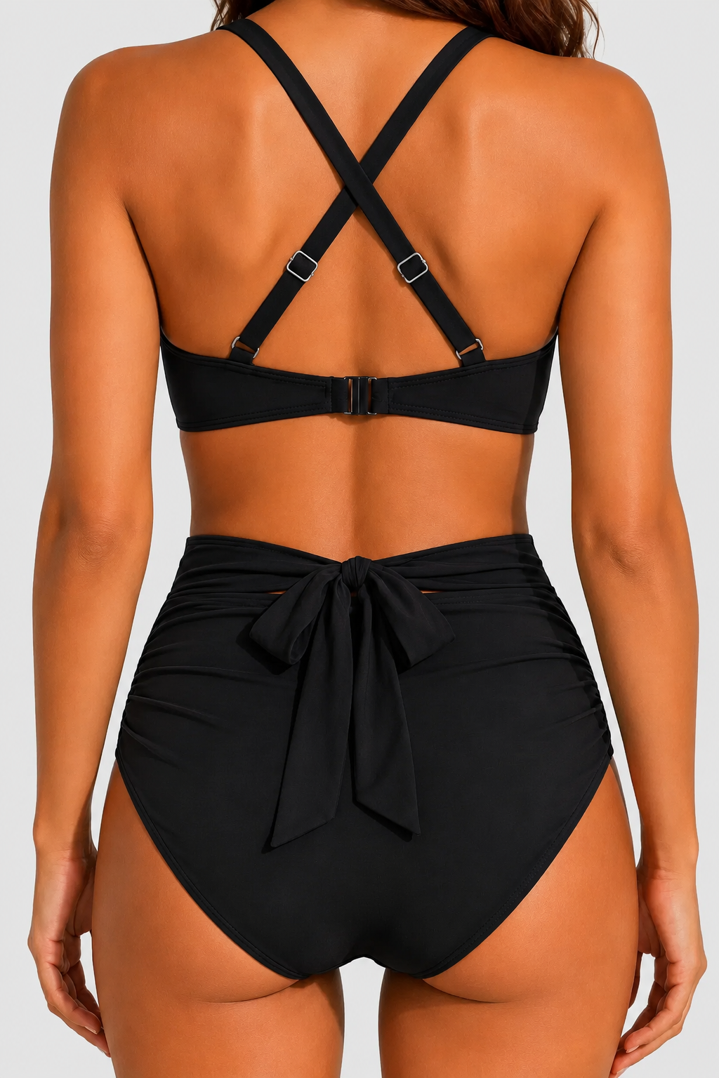 Maillot de bain avec shorty intégré et taille haute