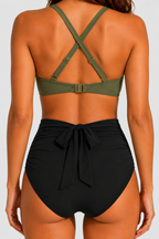 Maillot de bain avec shorty intégré et taille haute