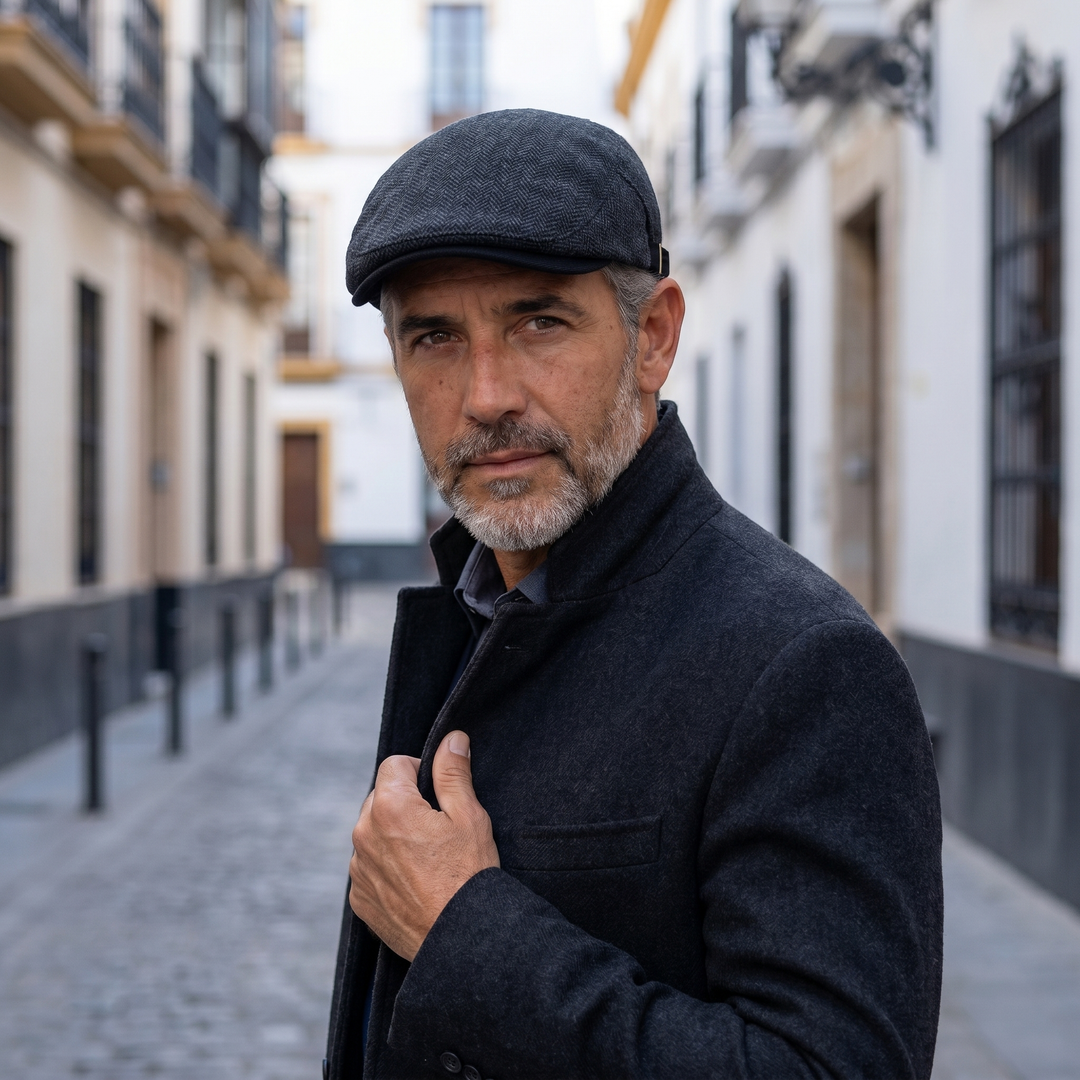 Gorra de Conductor de Lana de Espiga