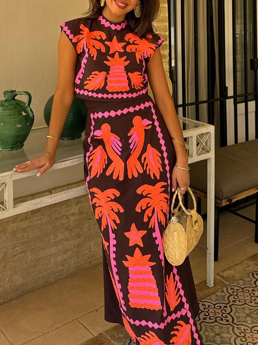 Katia - Conjunto estampado Top y Falda